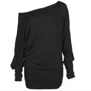 NWT Black long sleeve off the shoulder batwing top